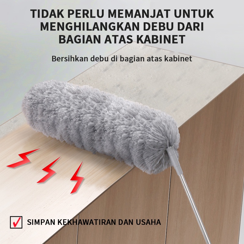 ISKU Sapu Sawang plafon panjang/Kemoceng panjang pembersih langit rumah/kemoceng fleksibel /kemoceng tarik tekuk teleskopik/kemoceng mikro fiber/kemoceng fleksibel tekuk sulak/kemoceng adjustabl serbaguna/2 in 1 Sapu langit gagang panjang