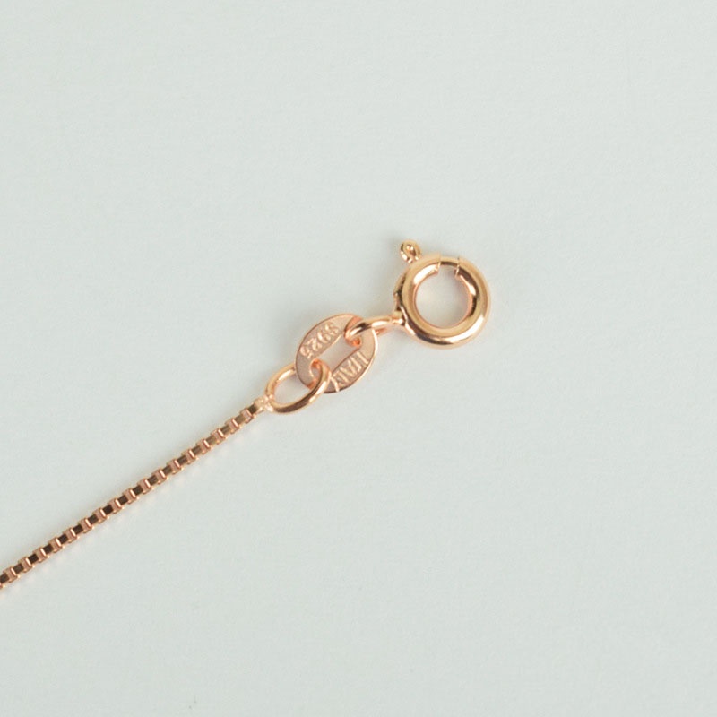 18K rantai emas mawar  Nyata Padat 925 kalung perak murni Kalung 0.8mm Kotak Rantai 16 - 24 &quot;inch Rose Gold Dicap Sederhana Gadis Fashion Perhiasan Hadiah