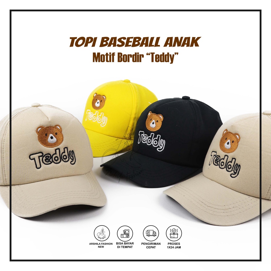 Topi Anak Bordir Teddy / Topi Anak Laki Laki Perempuan