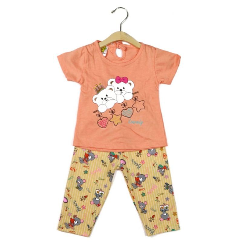 SETELAN FASHION PAKAIAN BAJU ANAK PEREMPUAN 1 TAHUN MOTIF BEAR KEMBAR