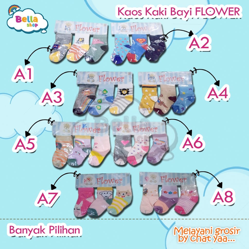 KAOS KAKI BAYI NEWBORN 3 IN 1 KAOS KAKI FLOWER BERSERTIFIKASI SNI SARUNG KAKI  CARTER 0-6 BULAN