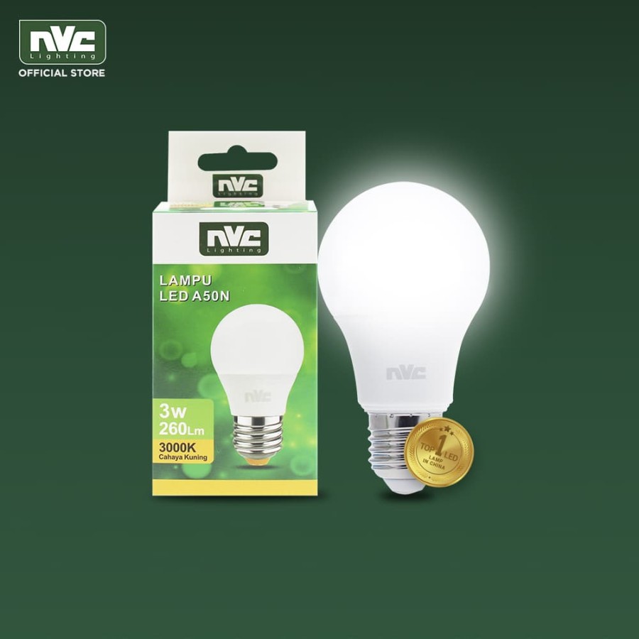 LAMPU LED NVC A50N WARNA KUNING 3 WATT 3000K - BOHLAM LED NVC 3W 3000K