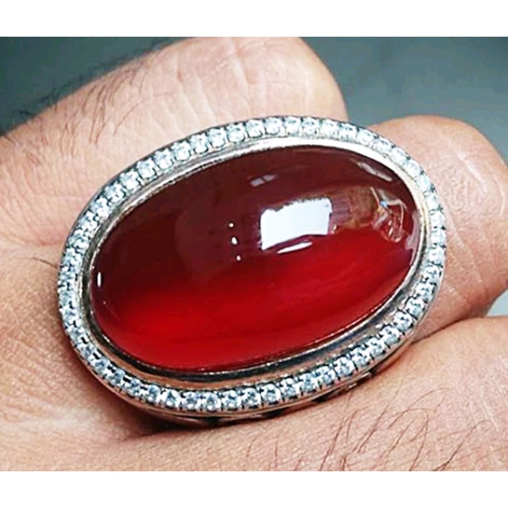 OBI MERAH batu akik natural bacan obi merah super size kantoran jumbo 21mm