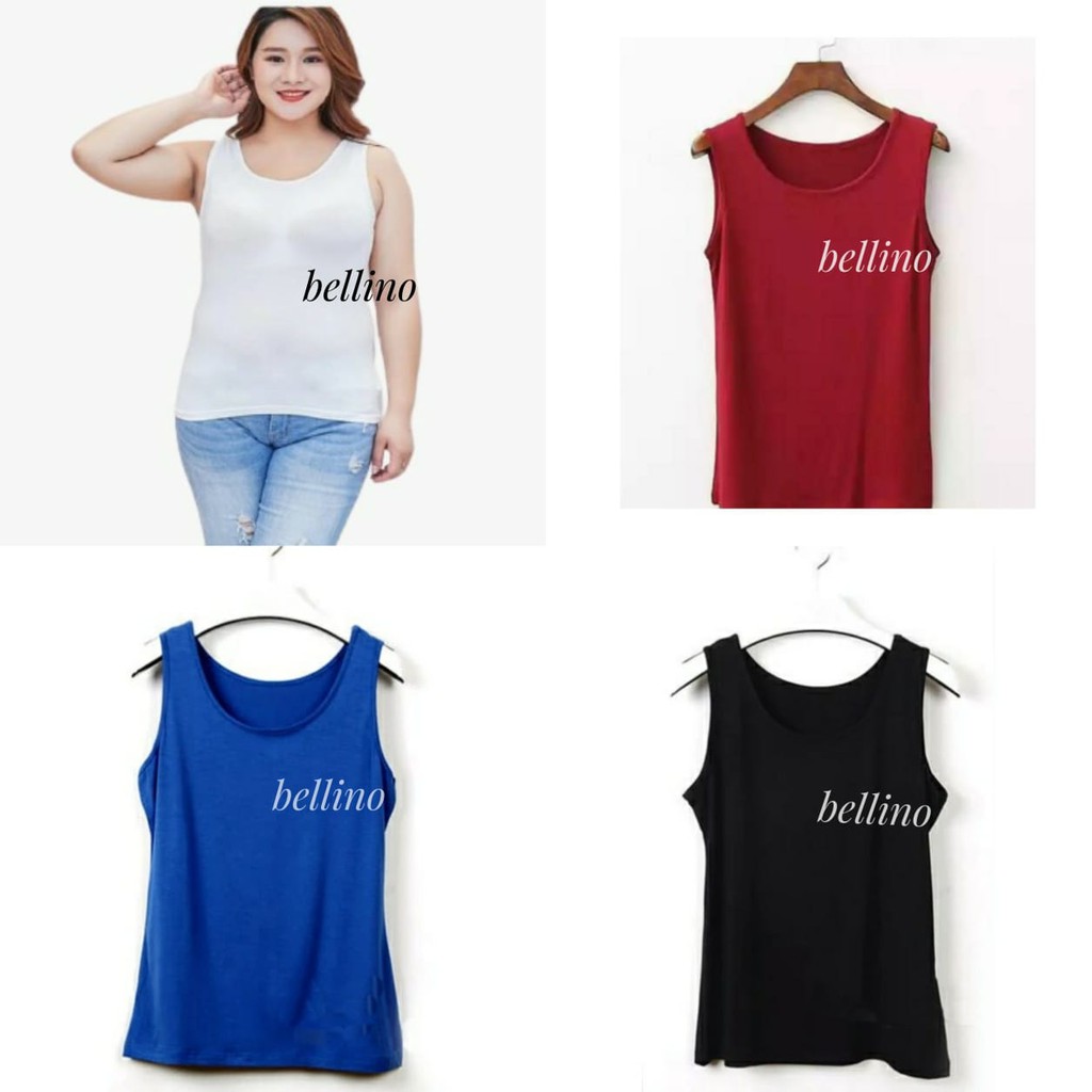 Bellino - Singlet Viorano Tali Lebar Wanita Jumbo XXL Tanktop Big Size Tangtop Adem Warna Polos-6
