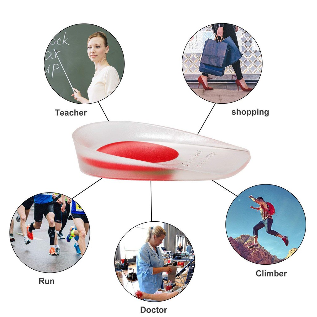 Silicone Heel Cup Pads Gel Heel Cups Plantar Fasciitis Sisipan Perawatan Kaki Silica Gel Cushion Pad