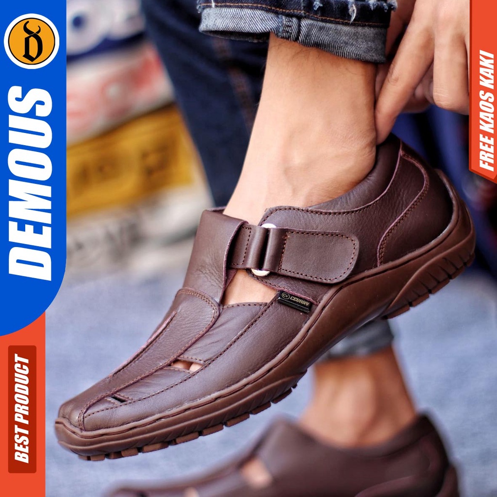 DEMOUS DRAKEN Sepatu Kasual Slip On Kulit Asli Casual Kerja