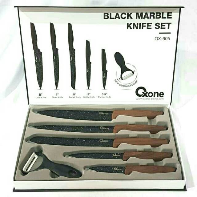 OXONE OX-605 Black Marble Knife Set