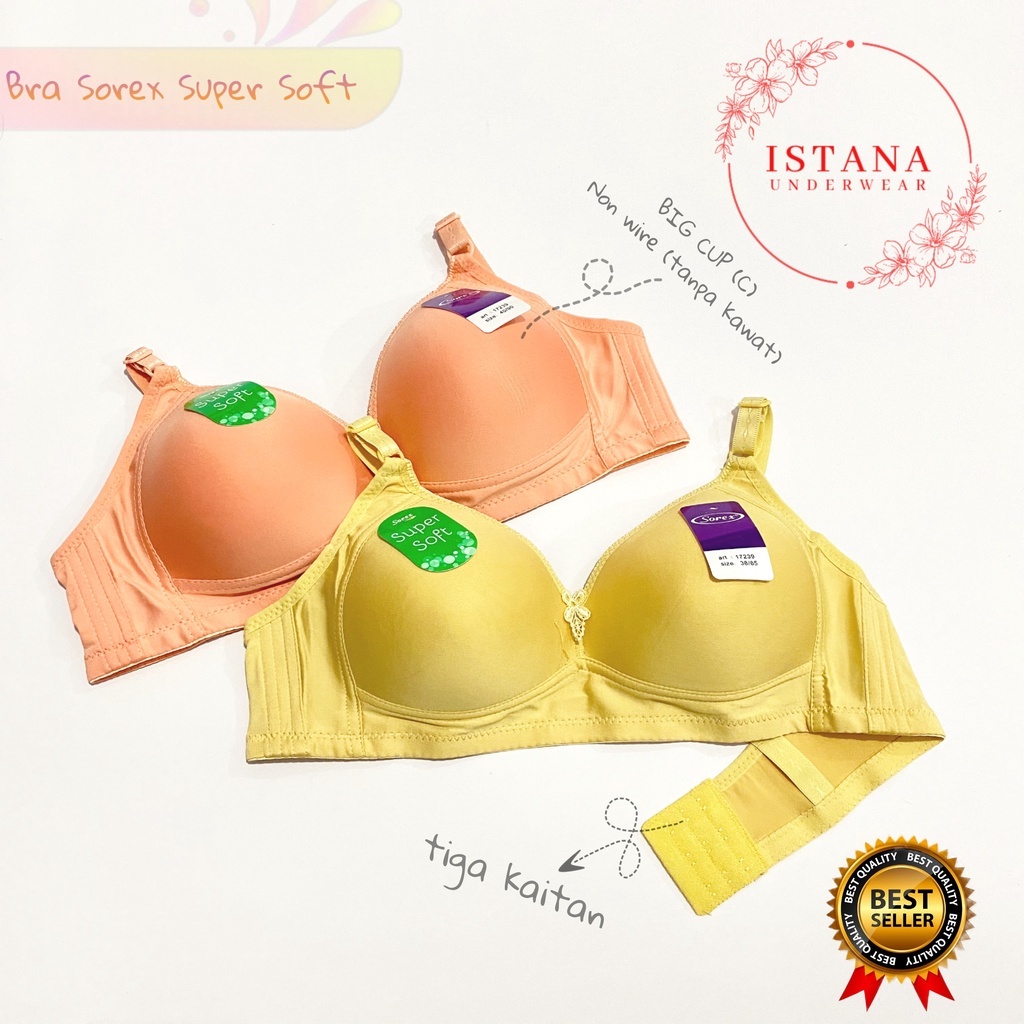 BRA Bh Sorex super soft 17239 tanpa kawat Cup besar| BRA sorex cup besar