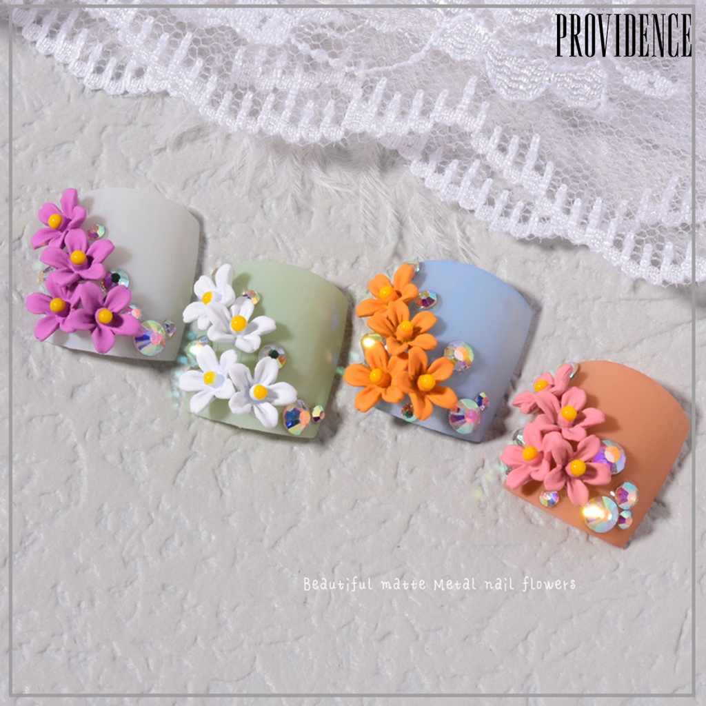 Providence 5Pcs Nail Flower Ornament Attractive Multifunctional Alloy for Girl 3D Beautiful Nail Art Decoration