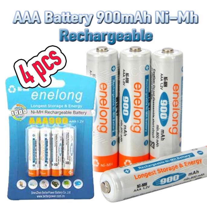 Batery AAA Recharge 4pcs Battery Batre 3A A3 Cas ulang baterai Remote TV cas ulang Batre Charger Enelong Baterai Cas Rechargeable Ni-Mh AAA 900mAh 4PCS HR03 MN2400 Batre Remote control cass ulang