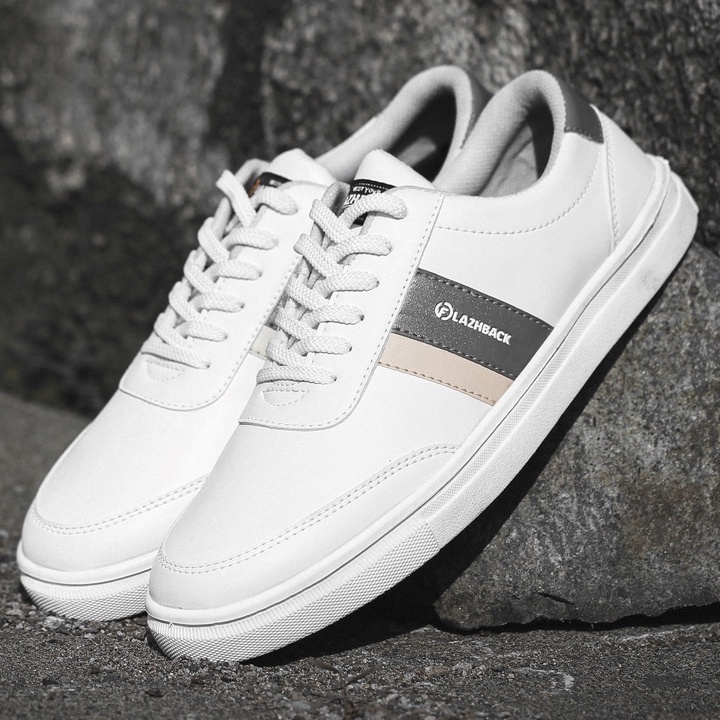 FLAZHBACK WHITE GREY - Sepatu Sneakers Pria Casual Original - Snekers Pria