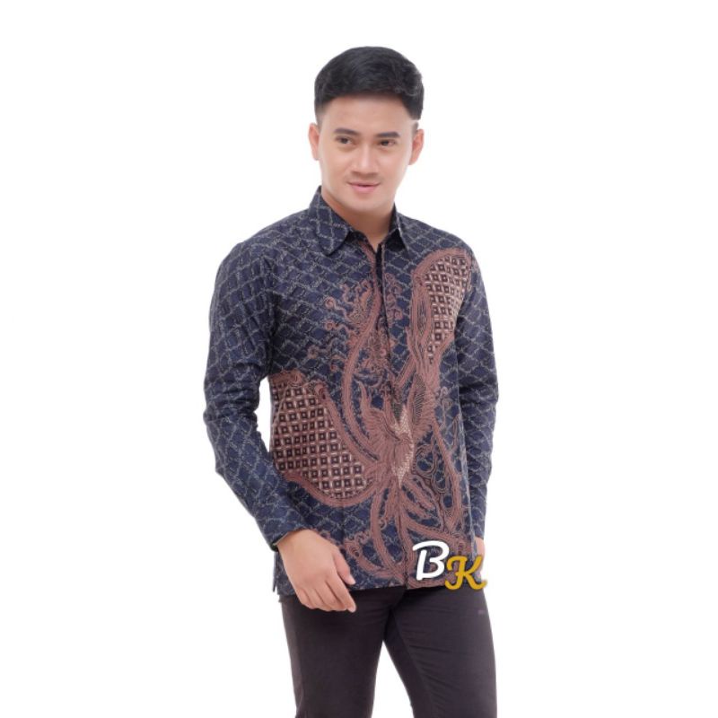 NEW ARRIVAL DISTRO BATIK PRIA BORDIR SOGAN HRB026 BATIKAF-Kmj Phoenix navi