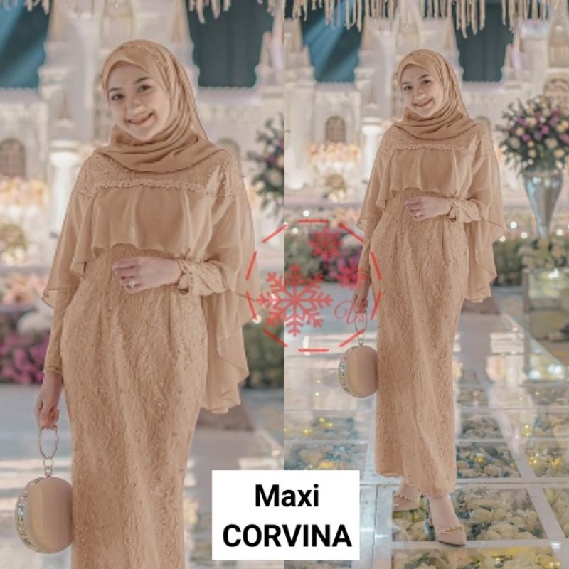 MAXY CORVINA MUTIARA, BRUKAT MOSCREPE, GAMIS HIJAB MUSLIM, DRESS MAXY, 3 UKURAN