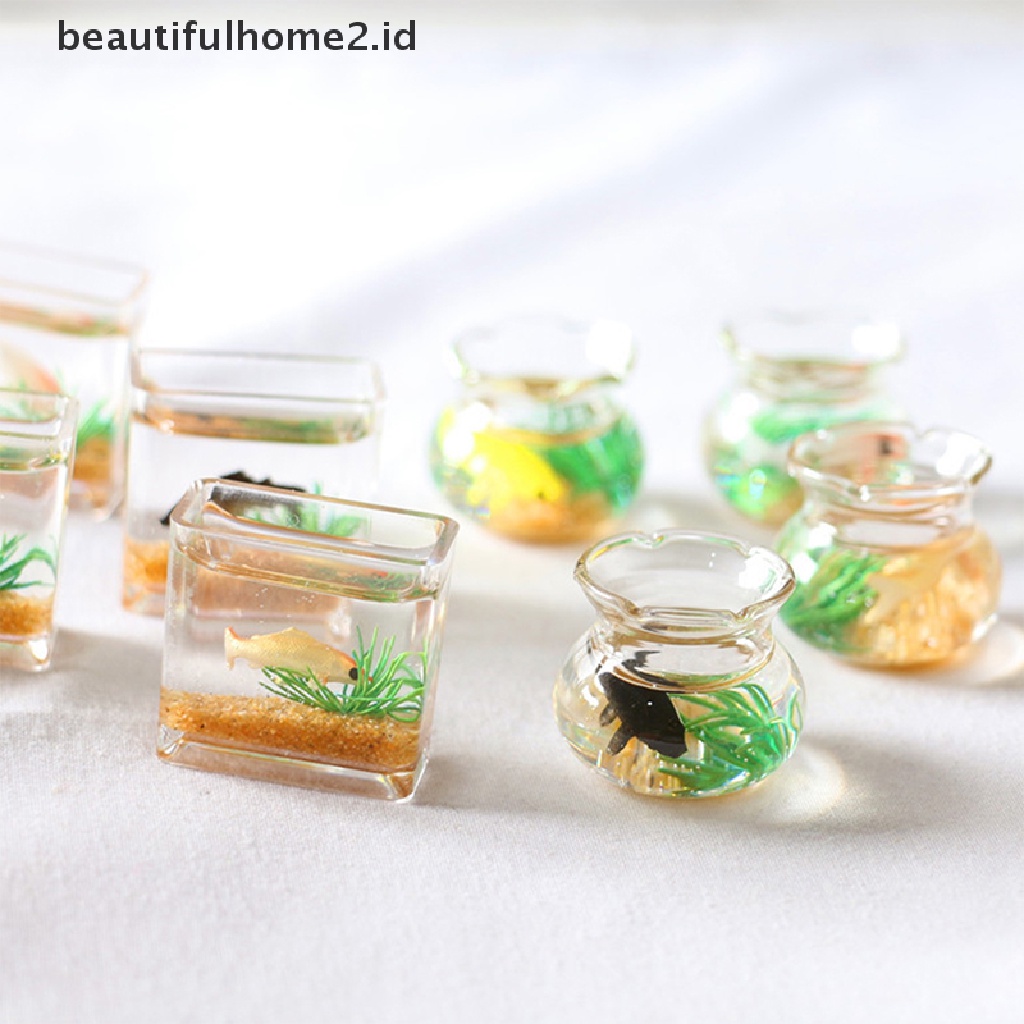 (beautifulhome2.id) Miniatur Akuarium Ikan Bahan Kaca Untuk Dekorasi Rumah Boneka