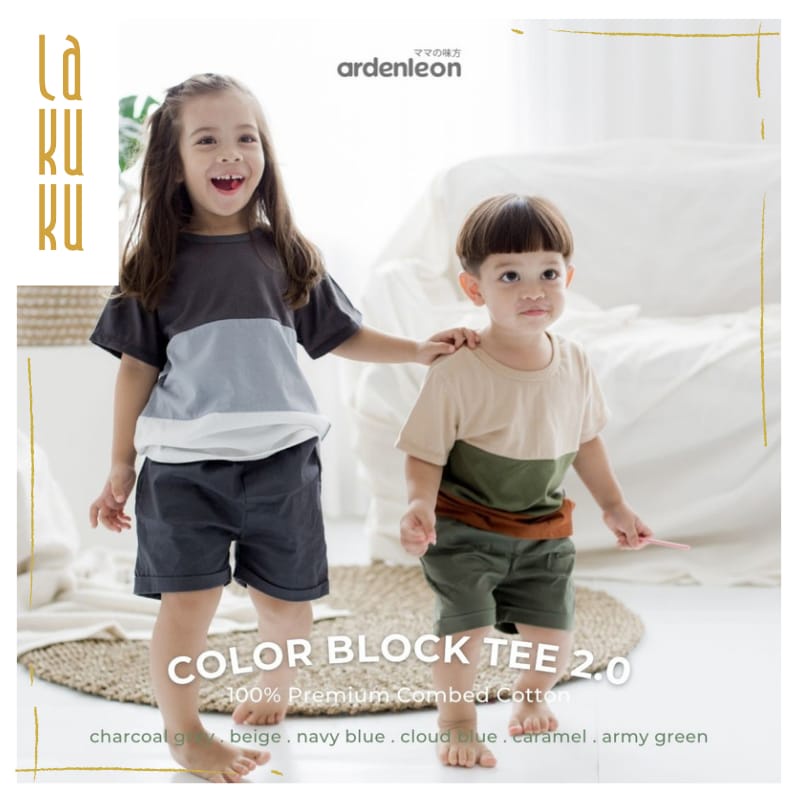 Lakuku - Ardenleon Color Block Tee 2.0 Atasan Anak Unisex Kaos Cotton Combed 3 Warna