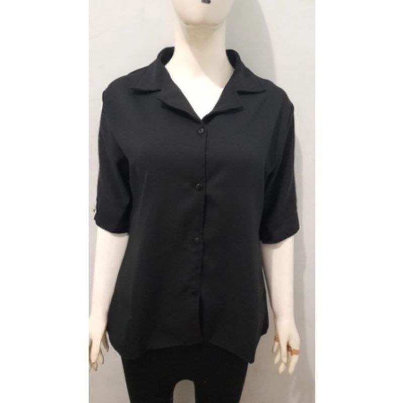 Kemeja Wanita Korea Style Jumbo Lengan Pendek Terkini 2021-2