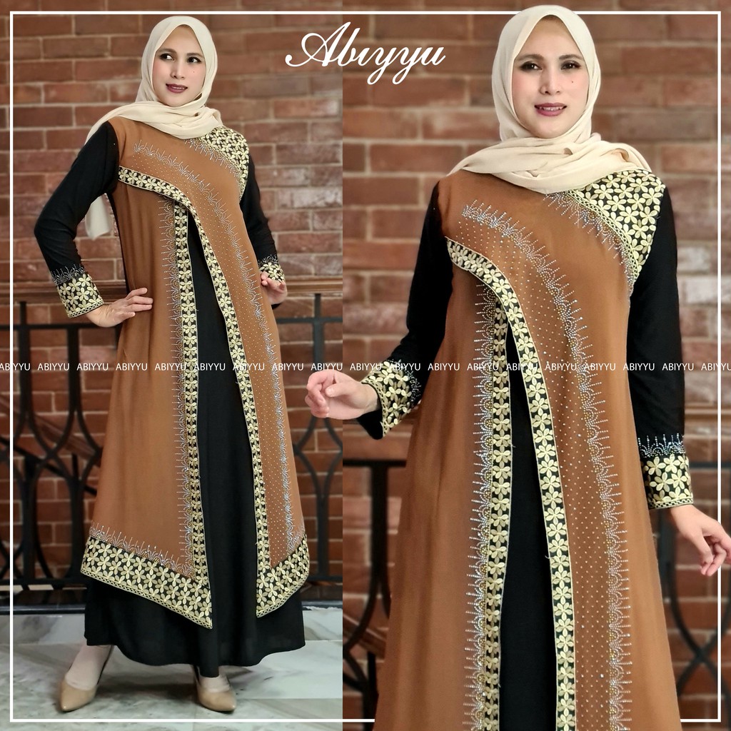 Abiyyuco GL1011 | Abaya Turkey Hitam Turki Warna Warni Turkiy Jersey Mix Ceruty  Mewah Ready Jumbo LD 125