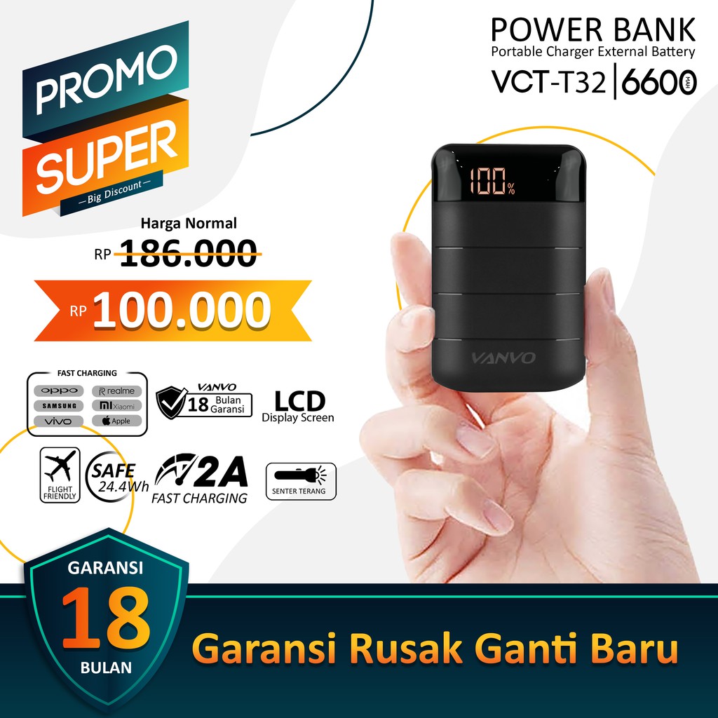 Power Bank PB Power Bank Vanvo LCD VCT-T32 6600mAh