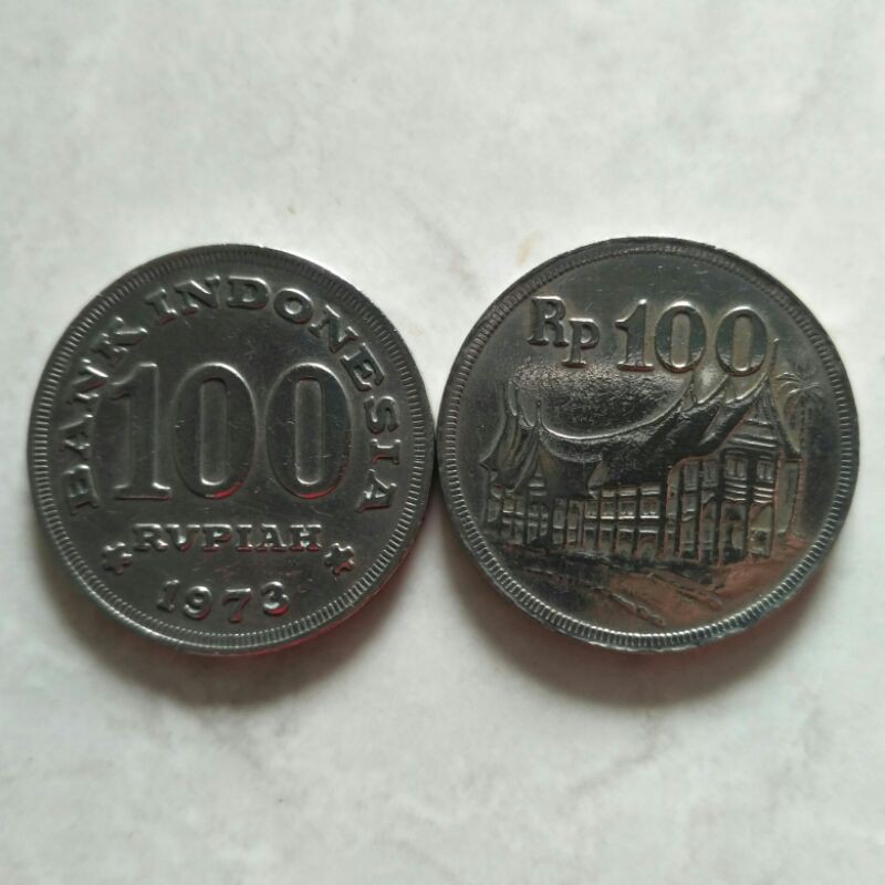 Uang Koin Kuno Koleksi 100 Rupiah Tahun 1973 Tebal