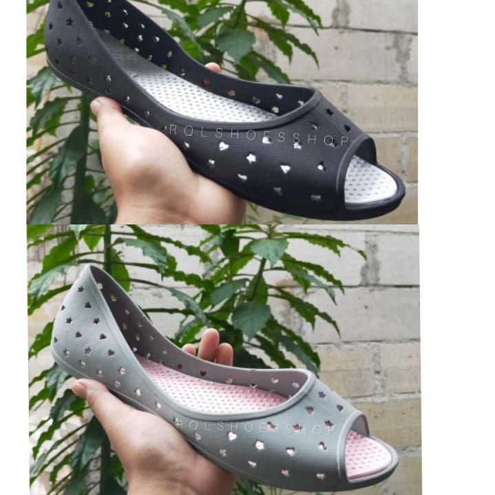 <SeX❤> BATA Sepatu Wanita HEART PEEP TOE (BLACK, GREY, BEIGE) /Barang melimpah