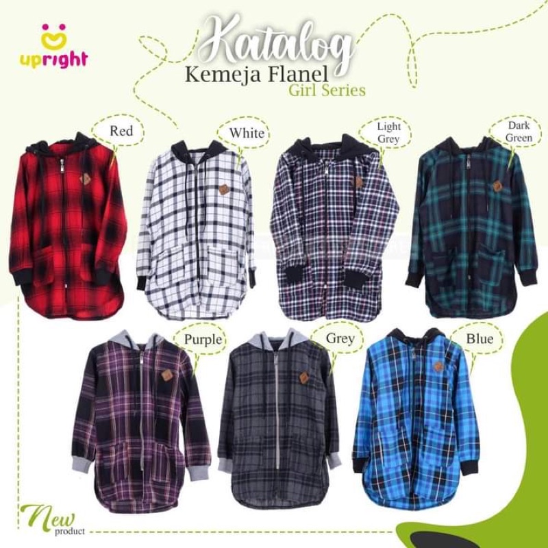 RAF UPRIGHT Kemeja Flanel Hoodie Girl Baju Jaket Anak Perempuan