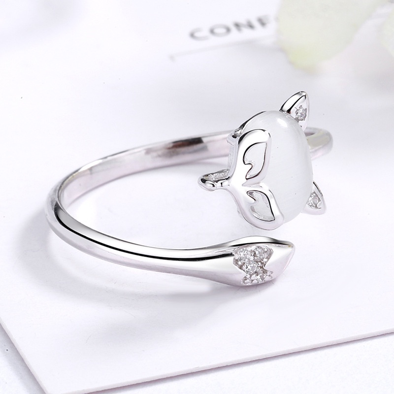 [ Fashion Simple Zircon Agate Fox  Finger  Rings Adjustable Open Rings Jewelry Gifts For Girl Friends ]