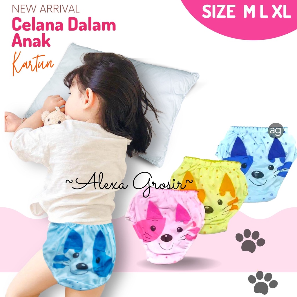 CD / CELANA DALAM ANAK CEWEK 1-2 Tahun Celana Dalam Meow L Bonbon