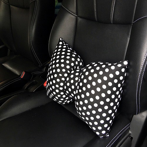 Bantal Sandaran Punggung Jok Mobil Pita Motif Polkadot