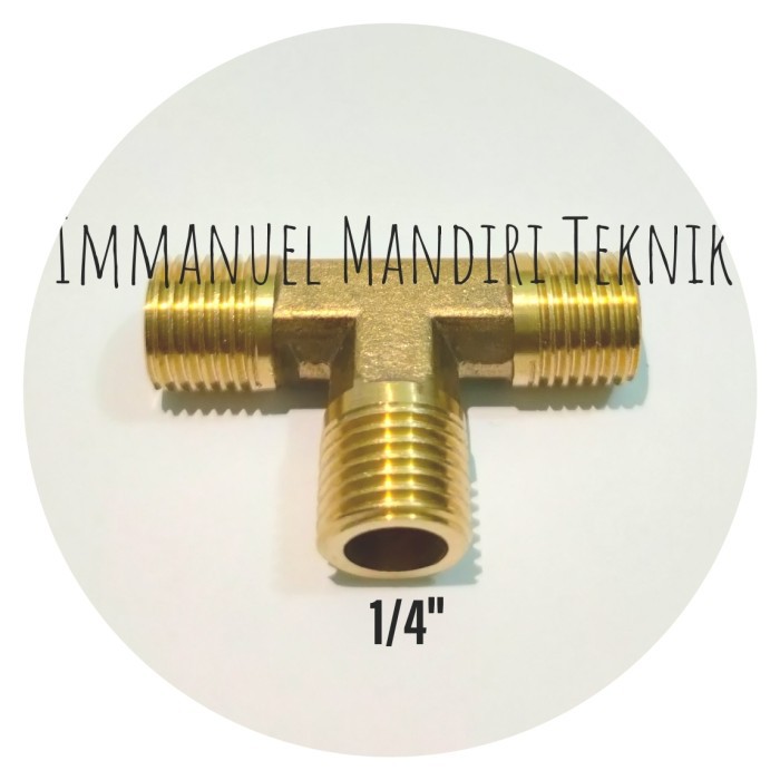 Tee Drat Luar 1/4 / Sambungan T Drat Luar 1/4 - Kuningan Import