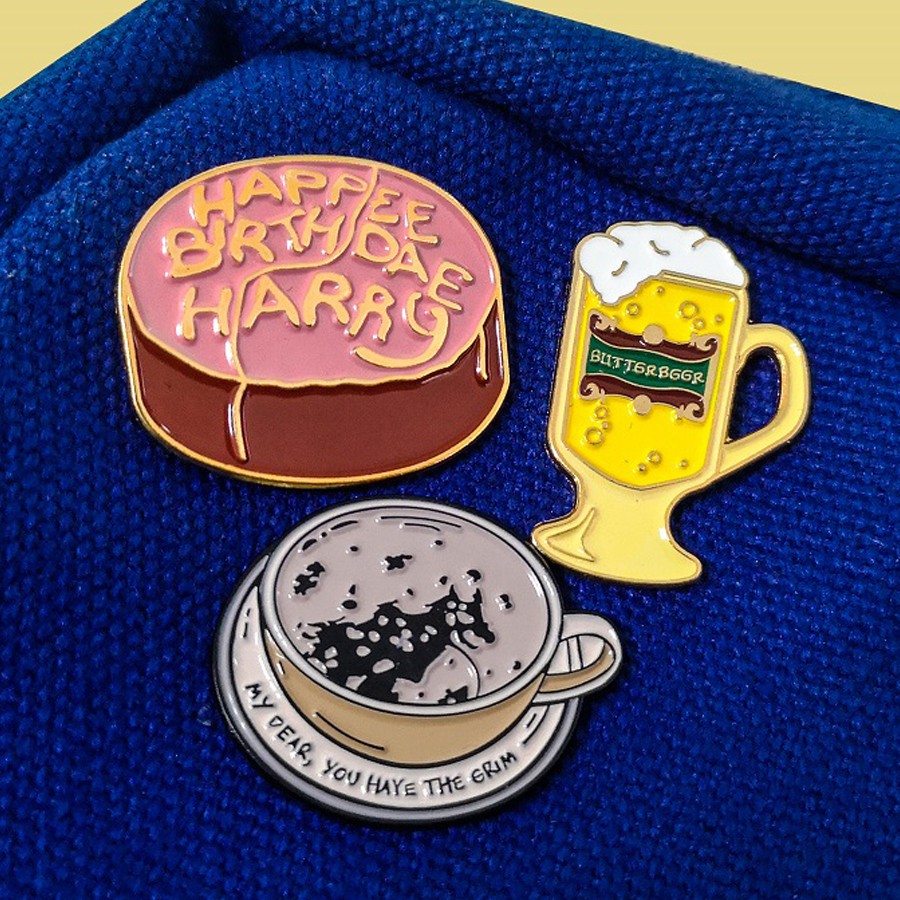 Bros Pin Enamel Desain Cangkir Kopi Mentega Kue Ulang Tahun