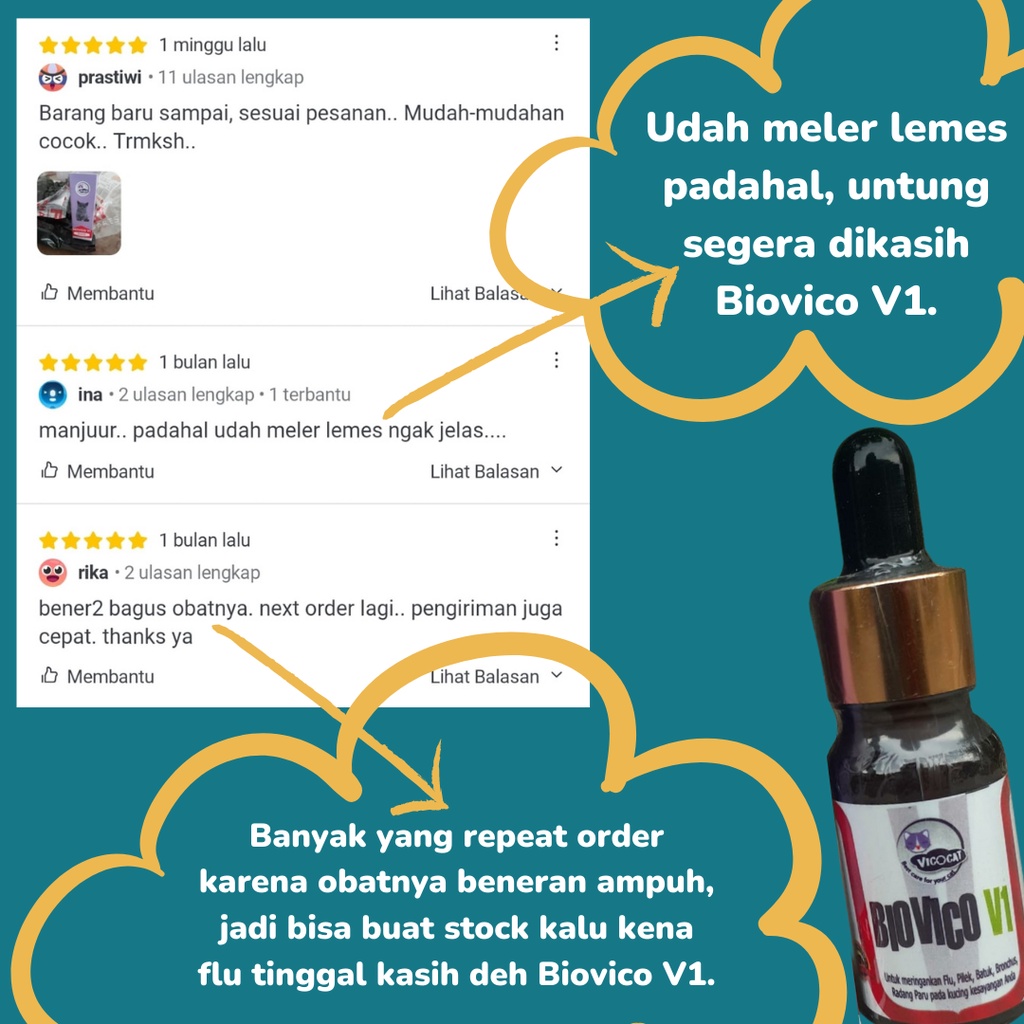 BIOVICO V1 Obat Kucing FLU Pilek Demam Virus Kitten Panas Antibiotik Pernafasan Kucing Ampuh Manjur dan Aman