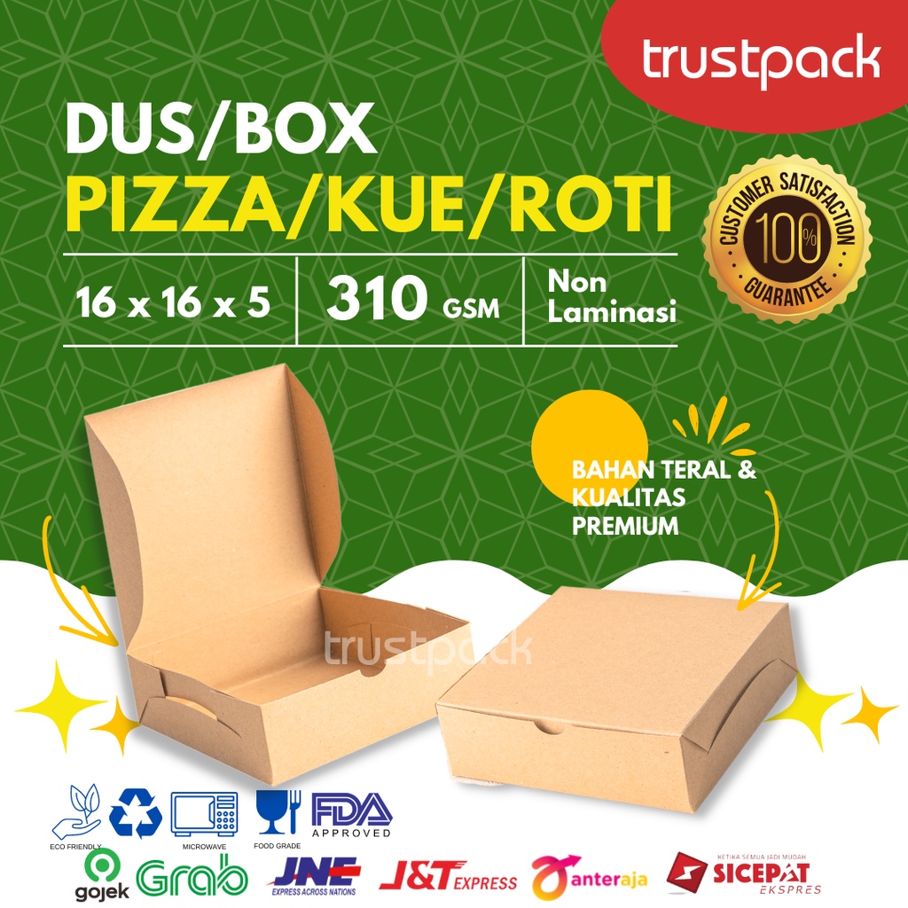

BOX / DUS / DOS / KOTAK PIZZA / KUE / ROTI uk.16x16x5cm KRAFT