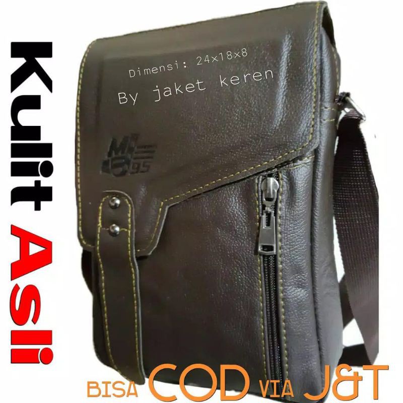 tas selempang kulit asli model tali