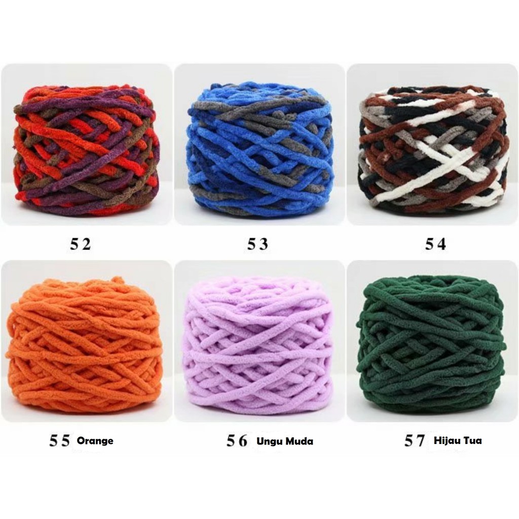 1-40 BENANG RAJUT CHENILLE/ CHENILLE YARN/ BENANG RAJUT HANDUK IMPORT 1 PLY