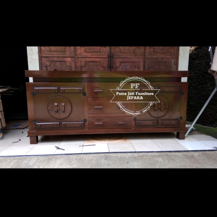 Furniture Jati Bufet Cowboy Meja Tv Jati Lemari Pendek Pajangan