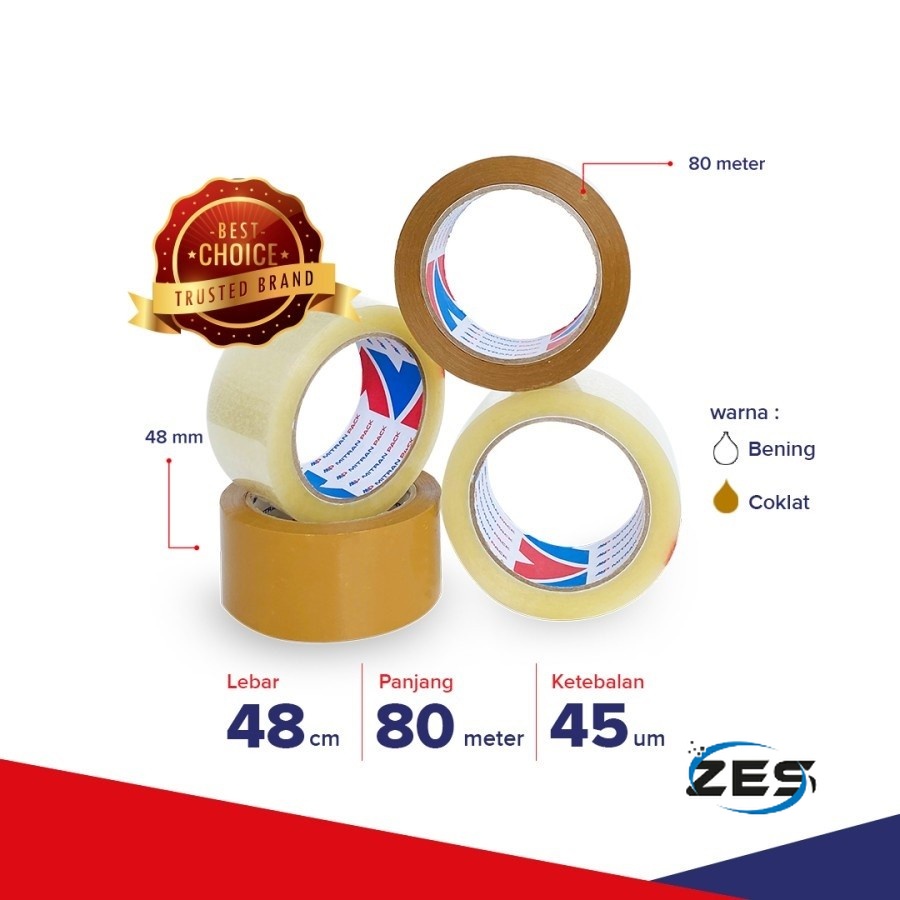 

LB80-Lakban Bening Coklat 90 yard 80m FULLx48 mm Mitran Pack