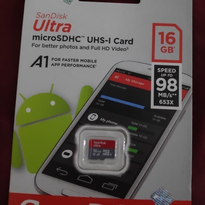 SANDISK MICROSD 16GB 98MBPS CLASS 10- MICRO SD 16GB 98MB/S ORIGINAL