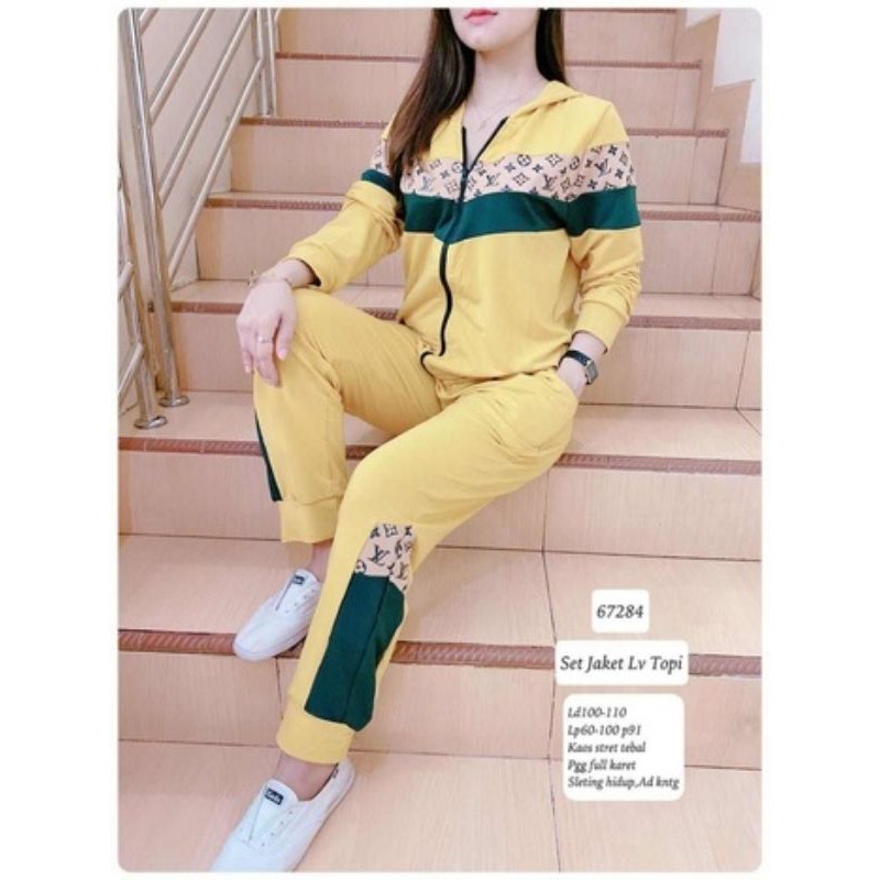 67284#stelan jaket pjg LV topi import super keren bhn kaos stre ld100-110cm pj65cm lp60-100cm pj91cm