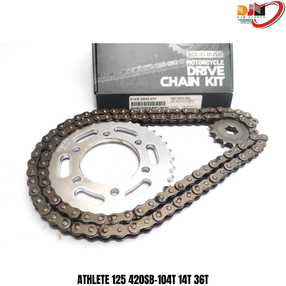 INDOPARTS Gear Set Paket Kawasaki Athlete 125 Rantai 420-104L 14T 36T