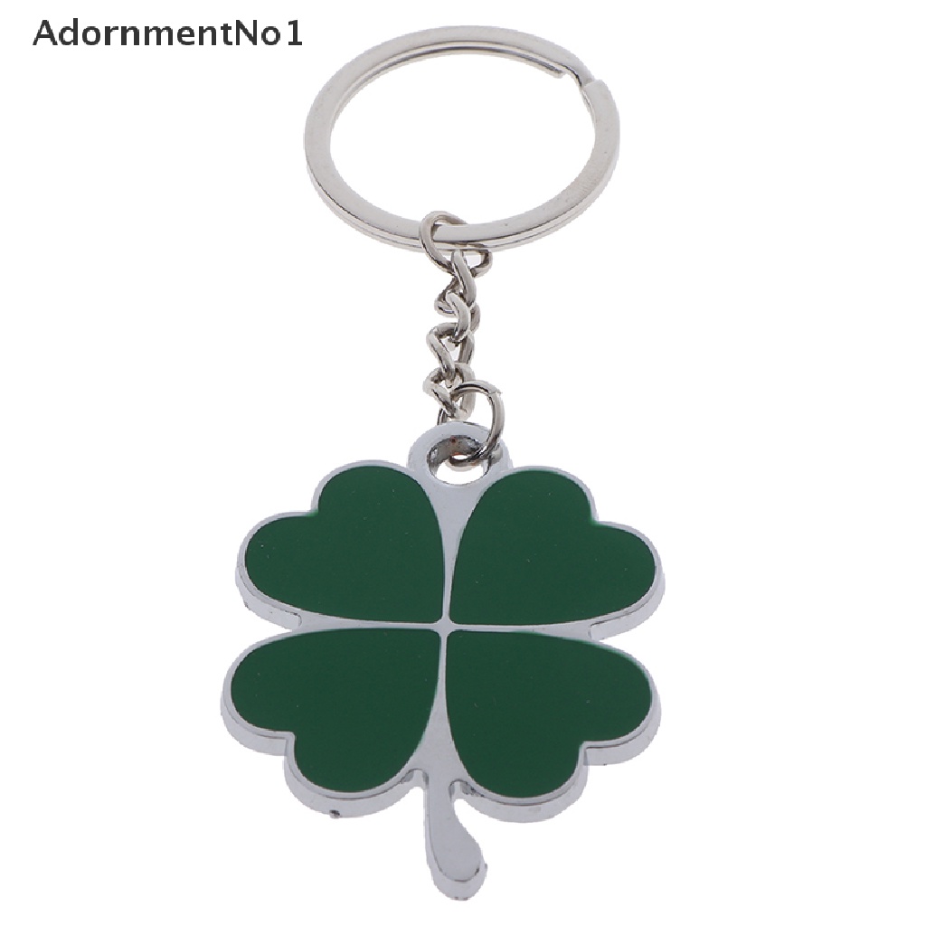 (AdornmentNo1) 1pc Gantungan Kunci Bentuk Daun Clover Bahan Stainless Steel