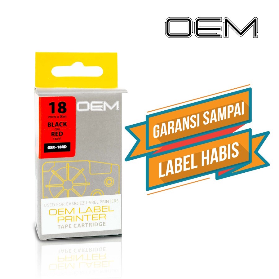 OEM TAPE EZ LABEL CASIO 18MM BLACK INK