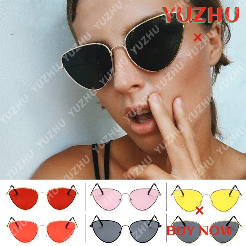 （YUZHU）COD Bayar di Tempat Mata Kucing Kacamata Hitam Wanita Retro Cat Eye Sunglasses Women UV400 Protection