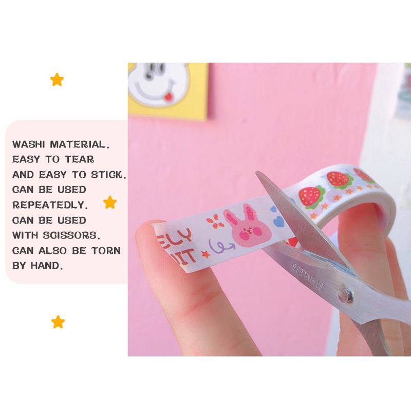 [Ready Stock] Stiker Kertasselotip Korea Scrapbook Deco Planner DIY Aesthetic 3 Meter Washi Gambar Binatang Lucu Untuk Dekorasi Jurnalscrapbook Aksesoris Praktis Murah COD