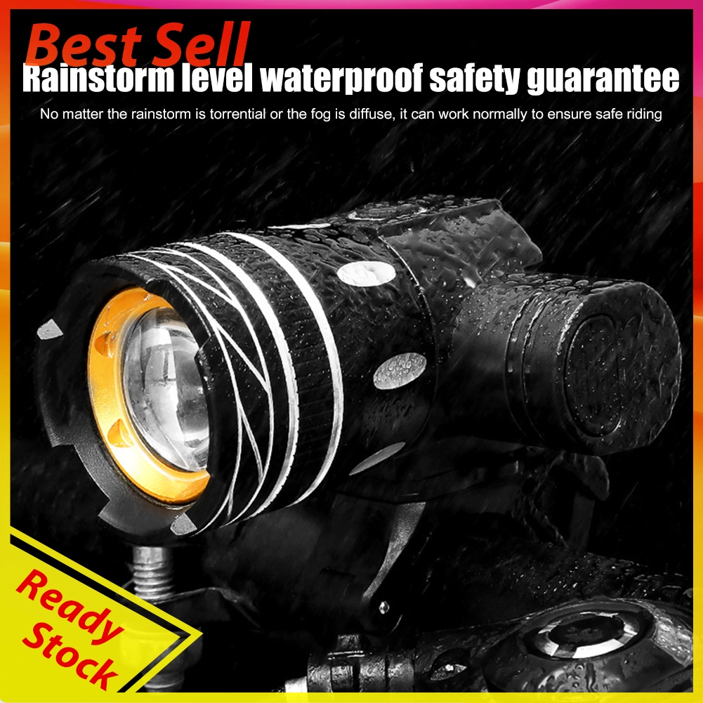 T6 LED USB Rechargeable Zoomable Bike LED 7602 Taillight 918 Headlight Set