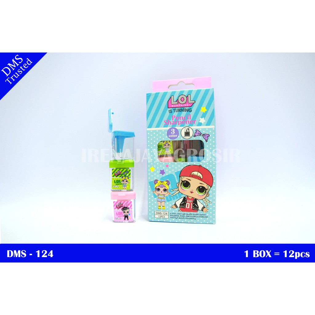 

(1pak/12pcs) Daimarse dms-124 / RAUTAN PENSIL LOL MINI SERUTAN PENSIL KARAKTER 3 WARNA 1 LUBANG