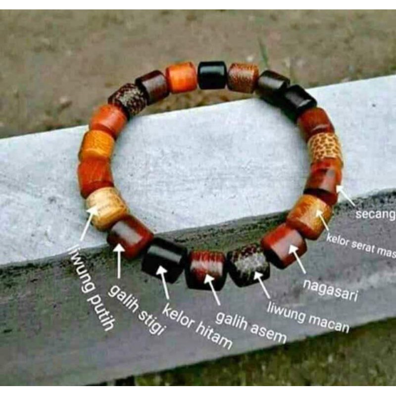 GELANG KAYU BERTUAH KOMBINASI 12 KAYU ORIGINAL