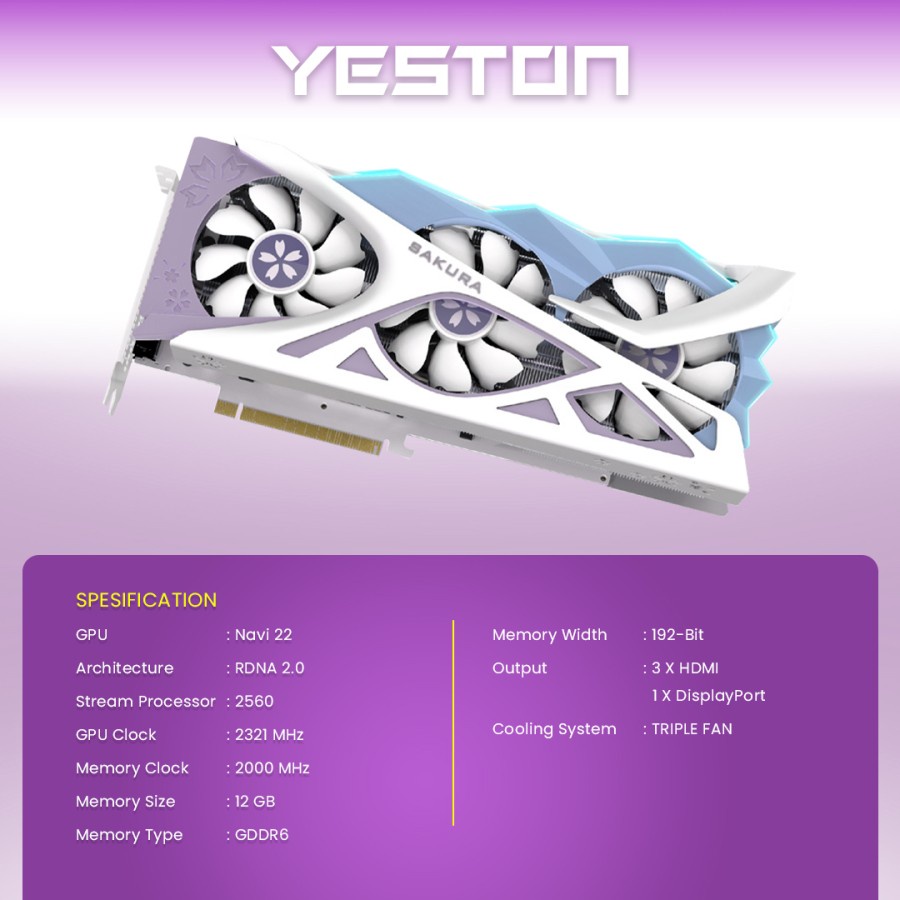 VGA AMD YESTON RX 6700 XT 12GB GDDR6 192bit SAKURA EDITION