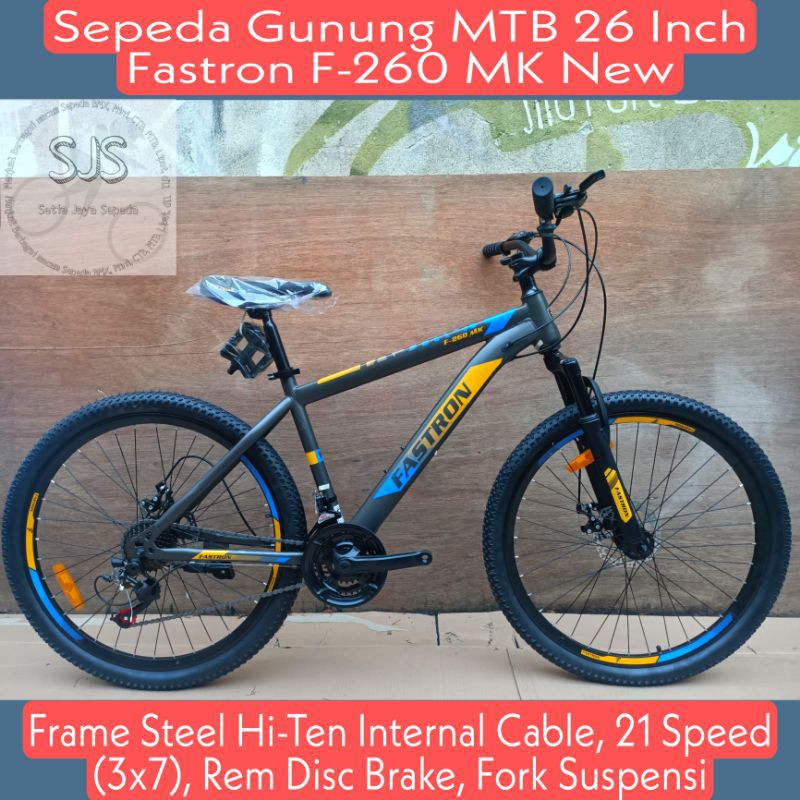 Sepeda Gunung MTB 26 Inch FASTRON F-260 MK New Steel Hi-Ten 21 Speed