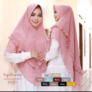  Jilbab  Khimar Syari Ceruty dua layer Plisket Olivia Jumbo 