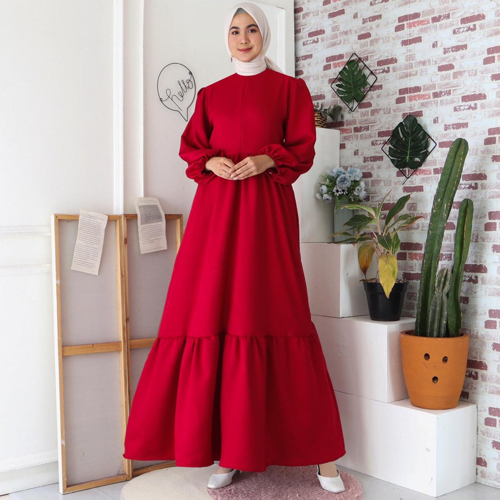 Gamis Malika Busui Maxi Dress Lengan Balon Fashion Muslim